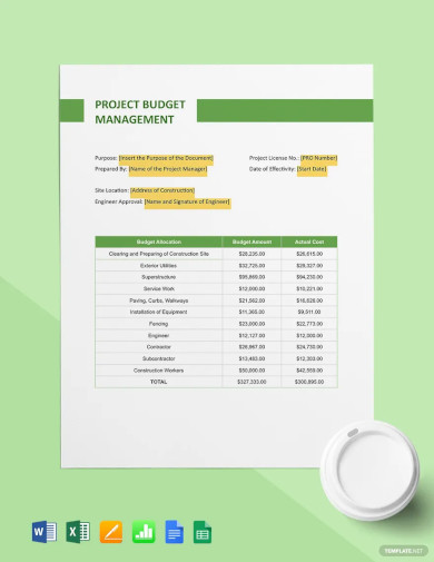 construction project budget management template