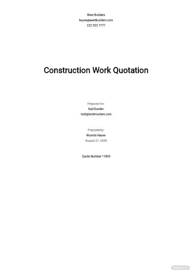 construction work quotation template