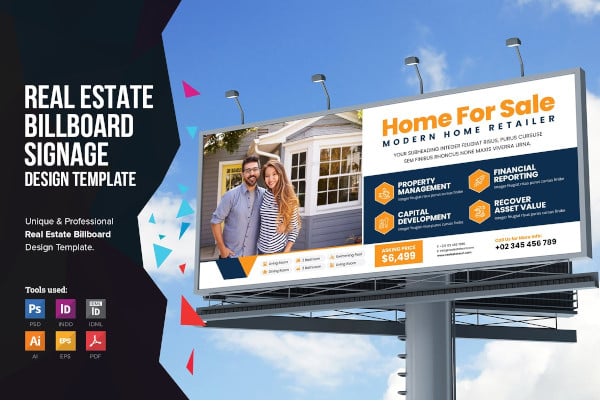 contemporary real estate billboard signage template
