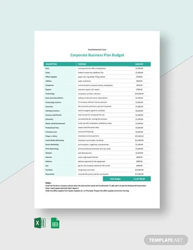 corporate-business-plan-budget-template