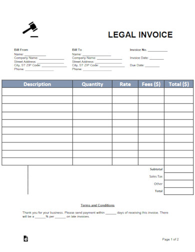 corporate law firm invoice template