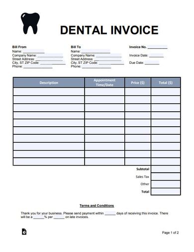 6 dental invoice templates  pdf word  free  premium