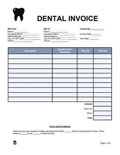 6  Dental Invoice Templates PDF Word