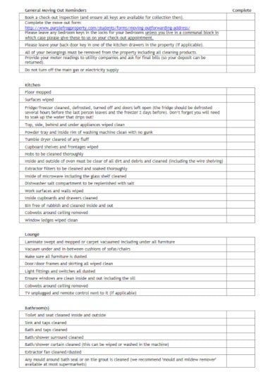detailed tenant check out form template
