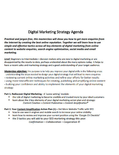 digital marketing agenda template
