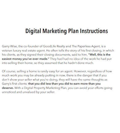 digital property marketing plan