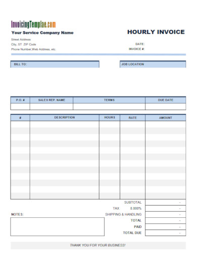 downloadable hourly invoice template