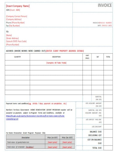editable billing contract invoice template