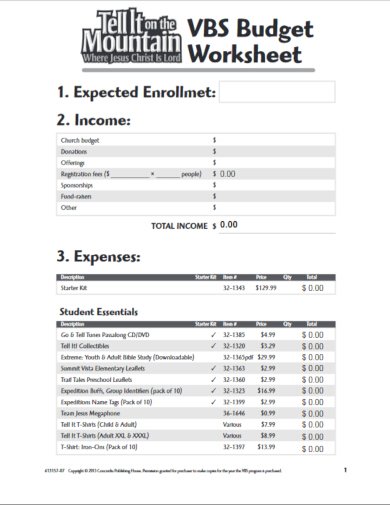 editable church budget worksheet template