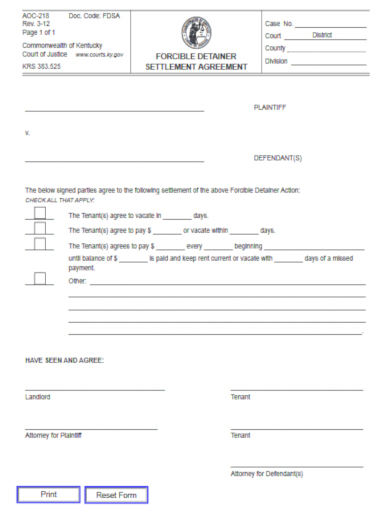 editable landlord settlement agreement template