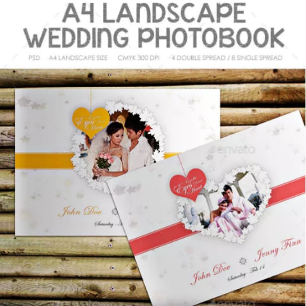 editable landscape wedding photobook template
