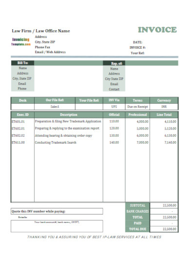 editable law firm invoice template