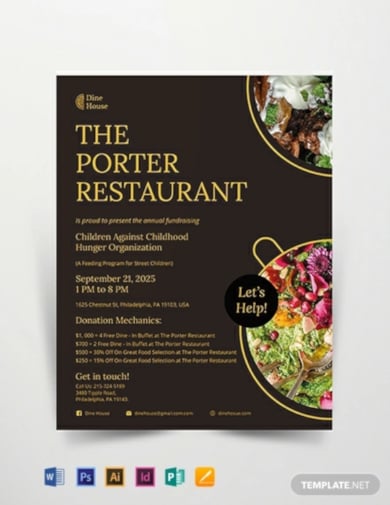 editable restaurant fundraising flyer template