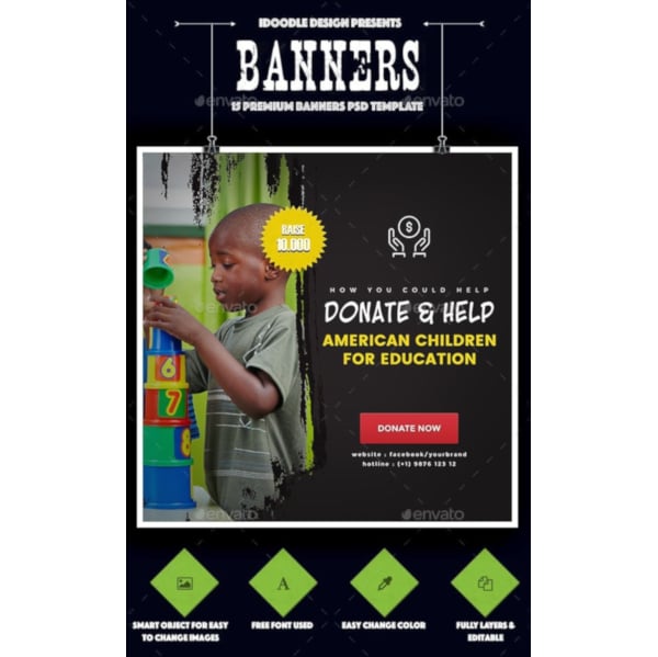education fundraising banner template