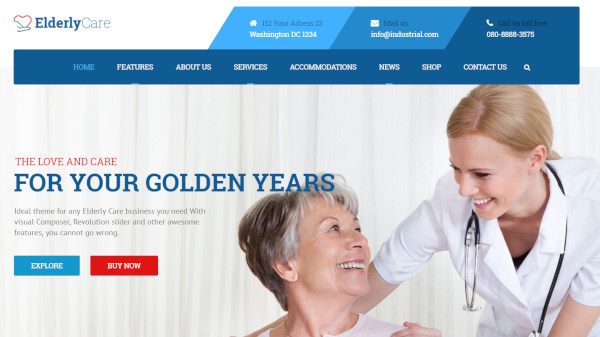 elderly care one click demo import wordpress theme