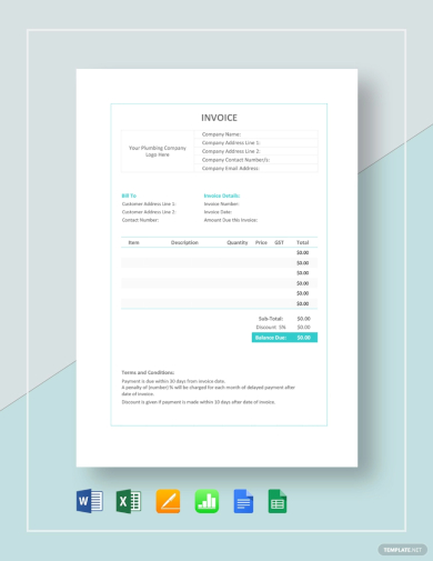 elegant home plumbing repair invoice template