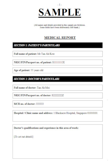 Medical Report Template Doc