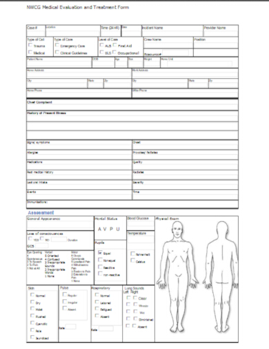 emergency medical evaluation form template