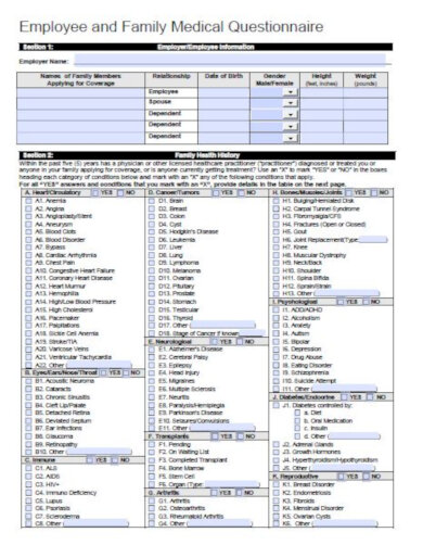 10+ Best Medical Questionnaire Templates - PDF | Free & Premium Templates