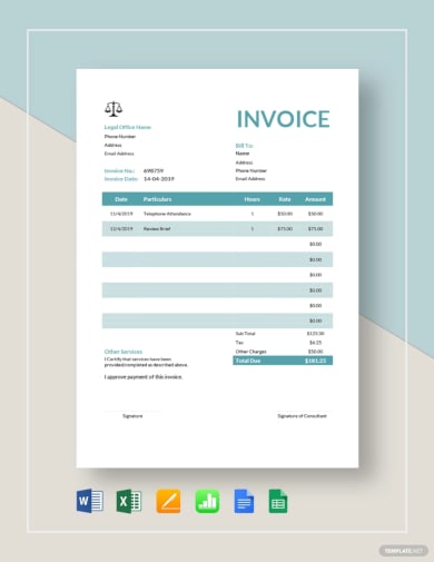 essential legal consulting invoice template