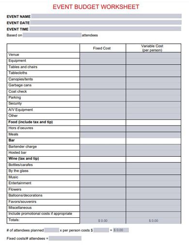 14+ Event Budget Templates - Google Docs, Word, Pages