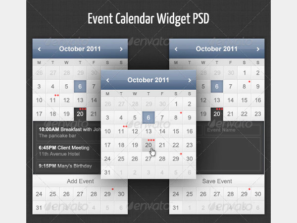 event calendar in psd