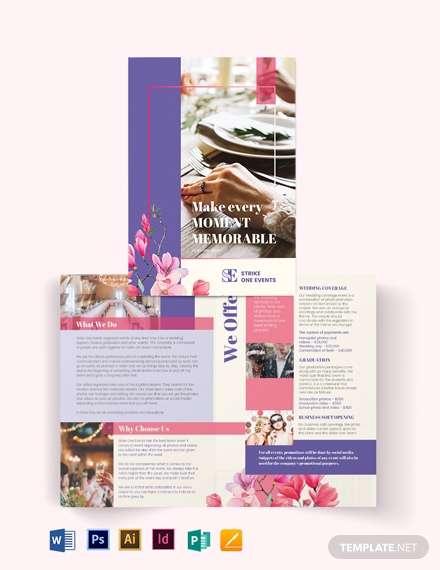 event company bi fold brochure