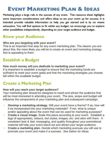 event marketing plan example
