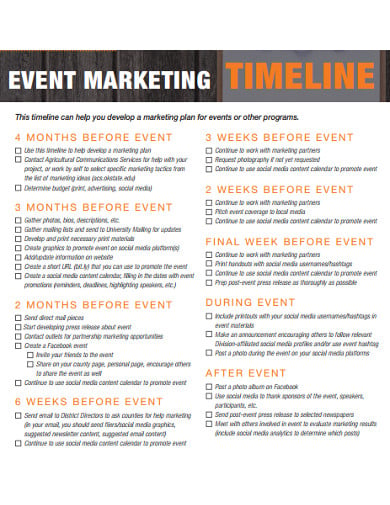 event marketing timeline template