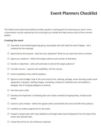 23+ Event Checklist Templates in Google Docs, | Word | Pages | PDF | XLS