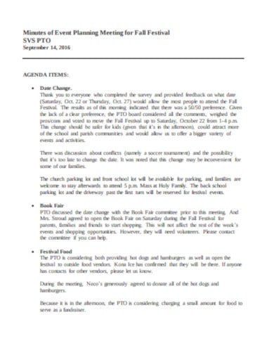 event planning meeting minutes template