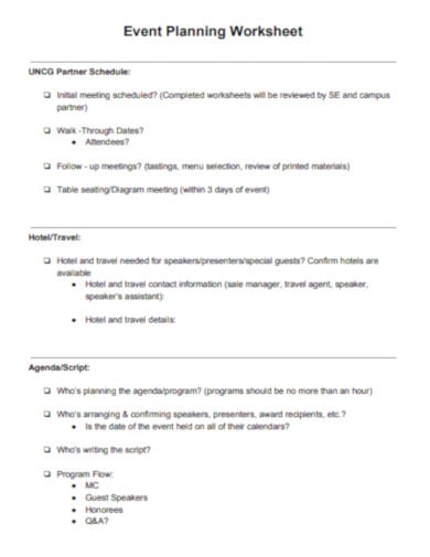 event planning worksheet in pdf