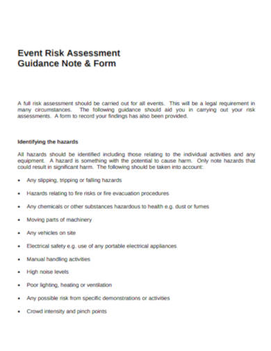 event risk assessment form