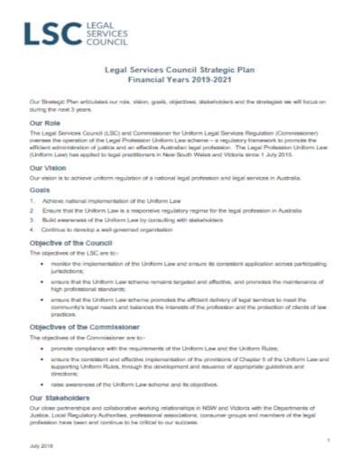 executive legal strategic plan template