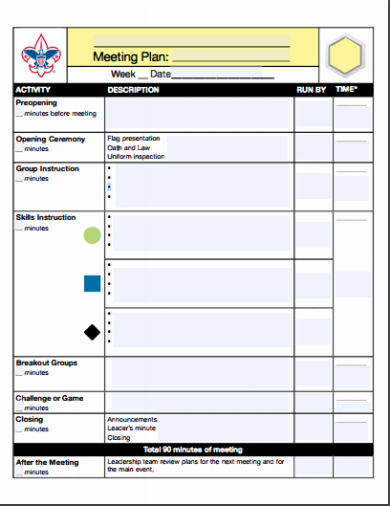 fillable meeting planner template