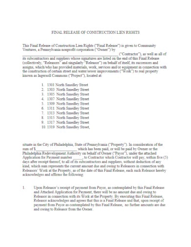11 Construction Release Form Templates Doc Pdf 0668
