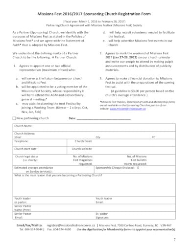 formal church registration form