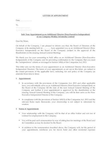 formal company appointment letter in pdf