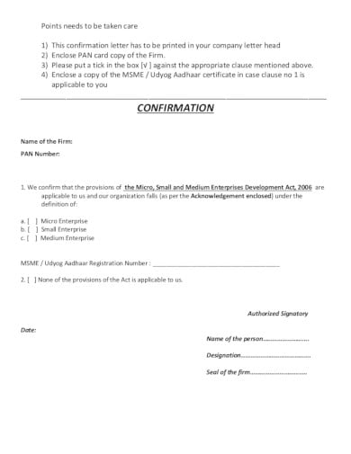 formal company conformation letter in pdf