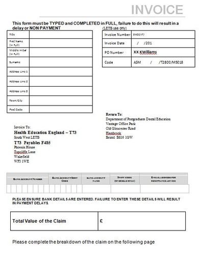 formal dental invoice template