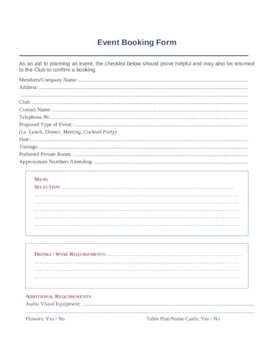 19+ Event Booking Form Templates in PDF | DOC