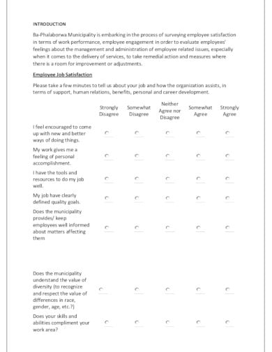 Sample job satisfaction survey report