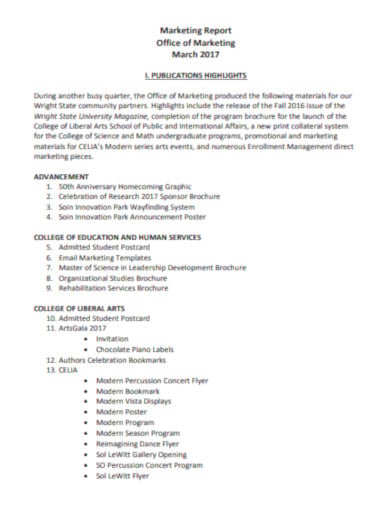 formal marketing report template