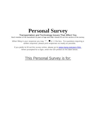 formal personal survey template
