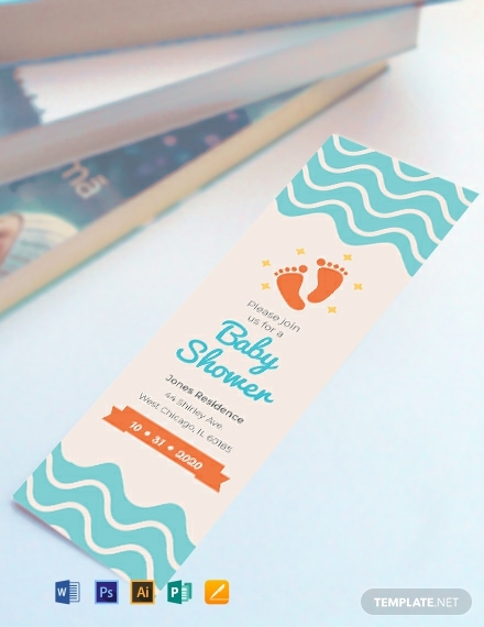 free baby shower bookmark template 440x570