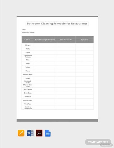 free bathroom cleaning schedule for restaurants