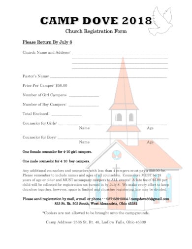 free church registration form