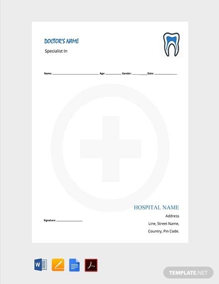 free dentist doctor s prescription template