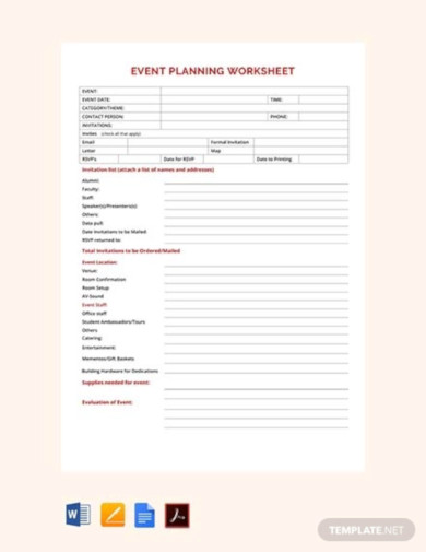 17+ Event Worksheet Templates in Google Docs | Google Sheets | XLS