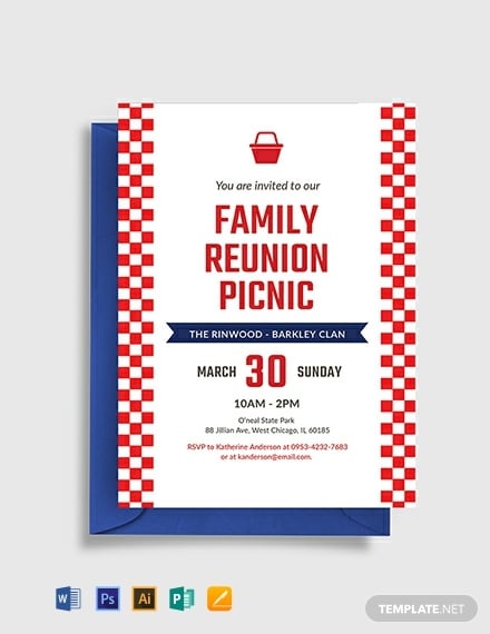 free family reunion picnic invitation template